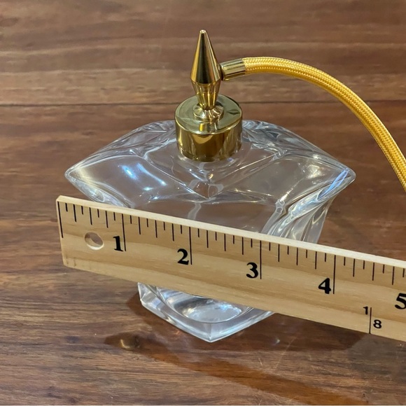 Imperlux W. Germany Lead Crystal Clear Perfume Bottle with Gold Pump - Picture 10 of 11